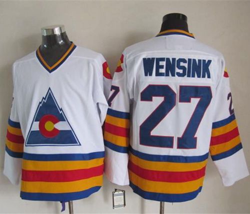 Men's Colorado Avalanche Custom White Throwback Stitched Hockey Jersey
